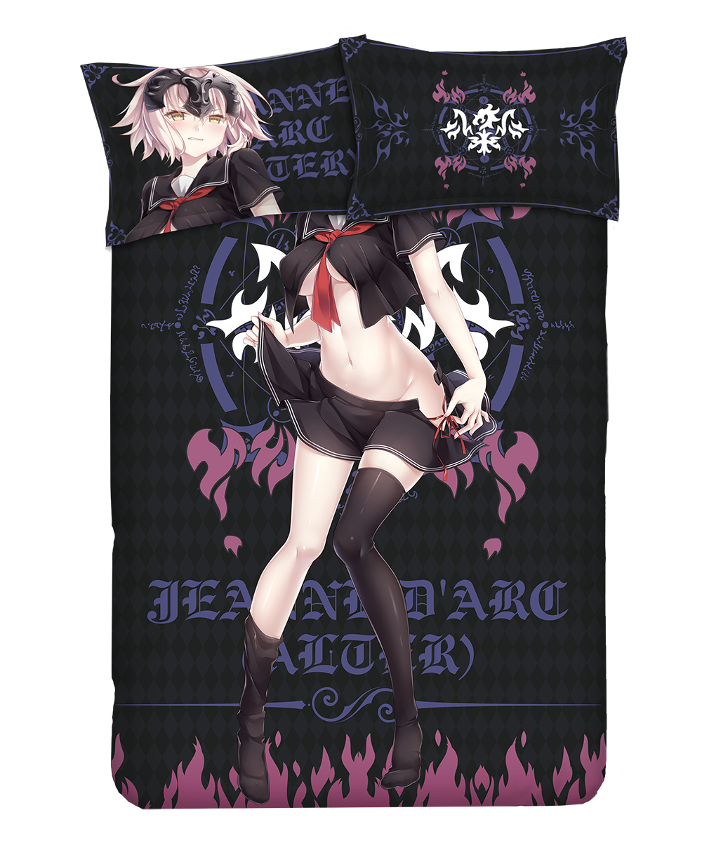Jeanne d'Arc-Fate Grand order Anime 4 Pieces Bedding Sets,Bed Sheet Duvet Cover with Pillow Covers